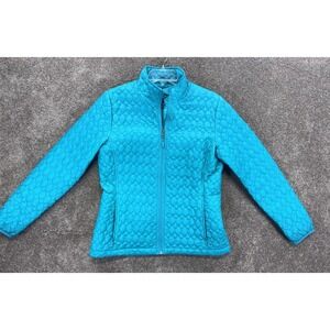 Lands End Womens Quilted Jacket S 6-8 Green Full-Zip Lightweight